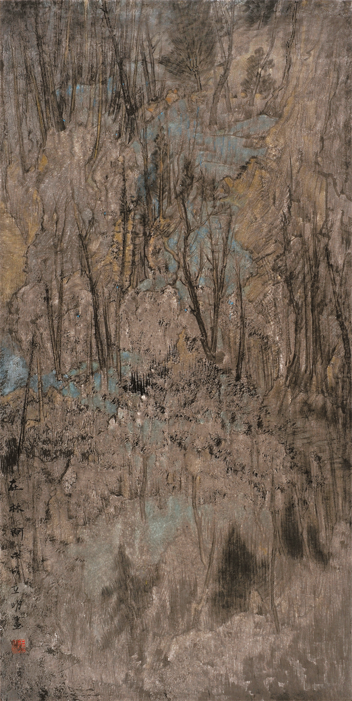 王立明 《在林间》 136×70cm 2018年